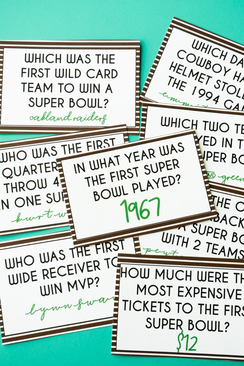 Tarjeta de trivia del Super Bowl