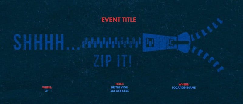 Shh zip to niespodzianka zaproszenia na przyjęcia i pomysły