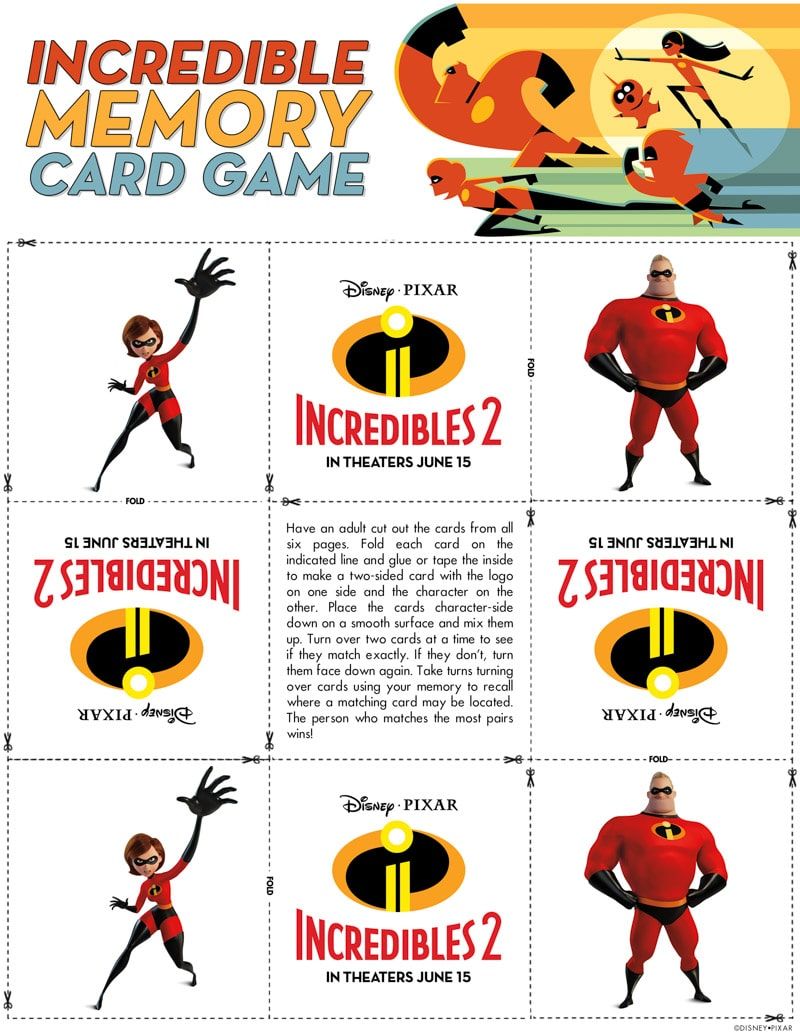 Incredibles 2 के लिए इनक्रेडिबल मेमोरी गेम