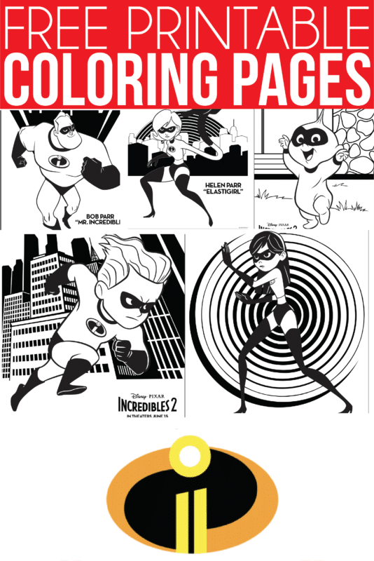 Δωρεάν εκτυπώσιμα Incredibles 2 χρωματικές σελίδες