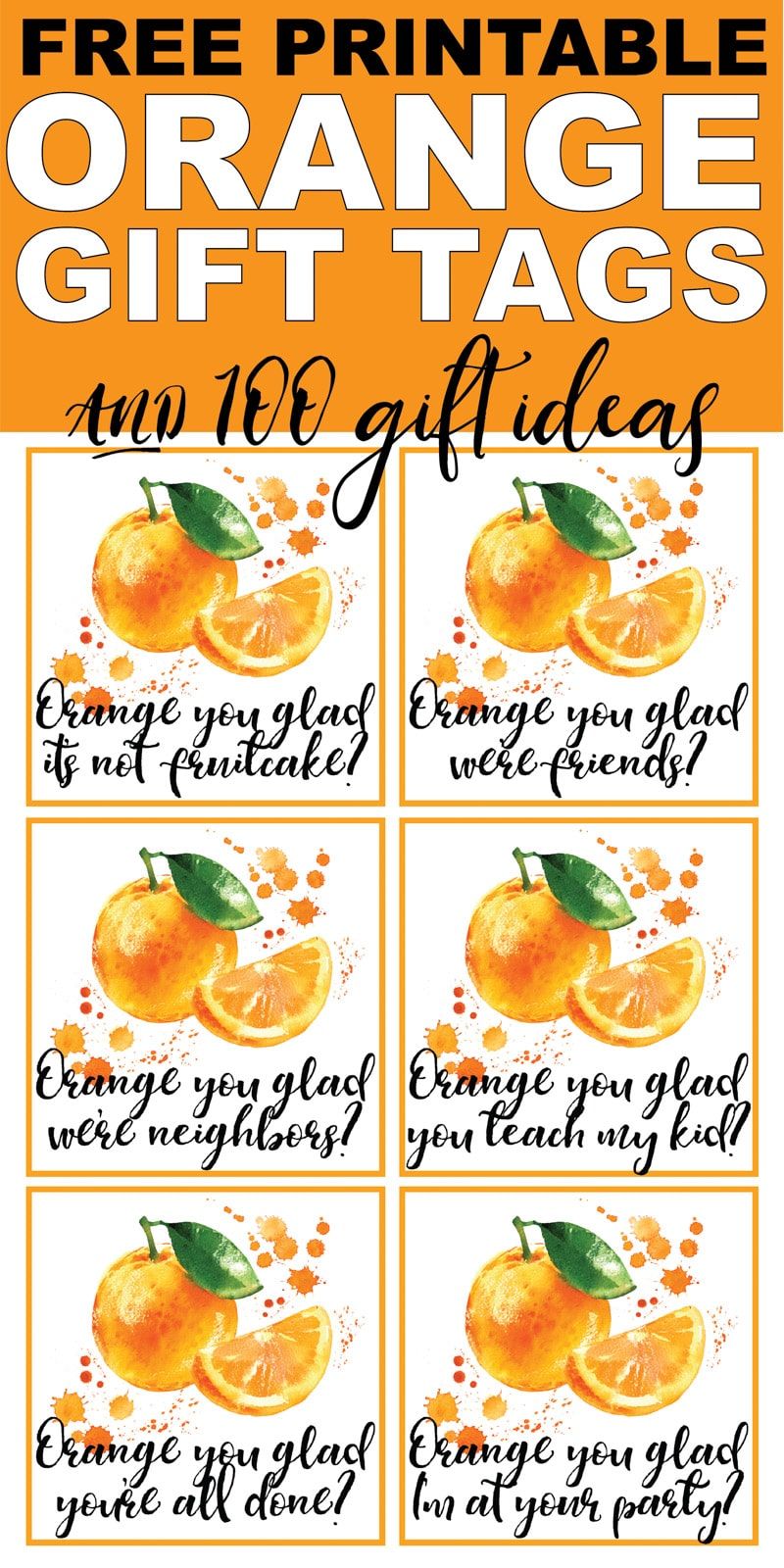 Những thẻ quà tặng có thể in được màu cam bạn rất vui này rất dễ thương! Thêm chúng vào một số ý tưởng quà tặng màu cam để có một trong những ý tưởng quà tặng cảm ơn hoặc quà tặng ngày lễ DIY tuyệt vời nhất từ ​​trước đến nay! Hoàn hảo cho quà tặng hàng xóm, quà tặng giáo viên, hoặc thậm chí là quà tặng sinh nhật cho bạn bè!