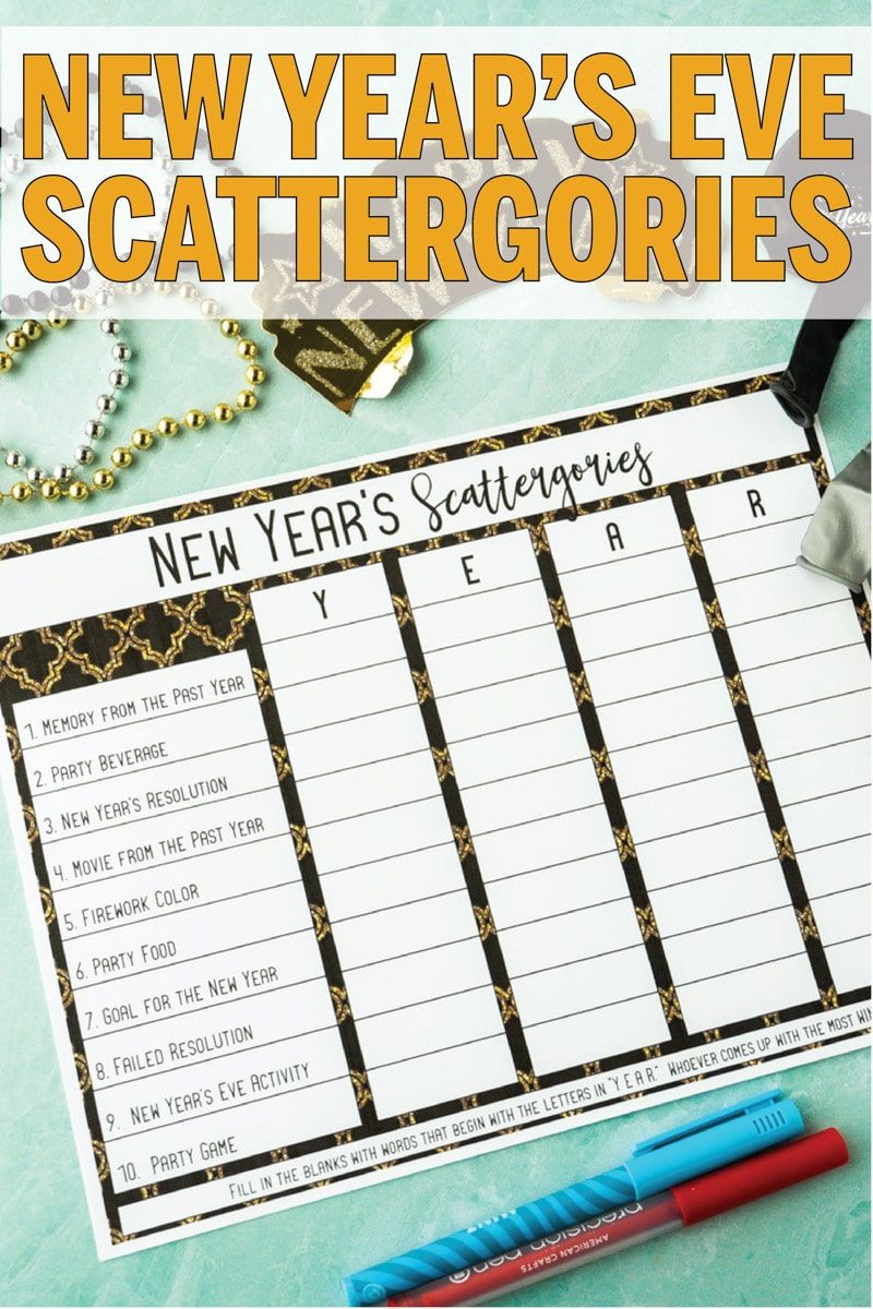 Bezpłatne listy Scattergories do druku na Nowy Rok