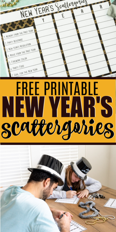 Listas de Scattergories para imprimir gratis para Año Nuevo