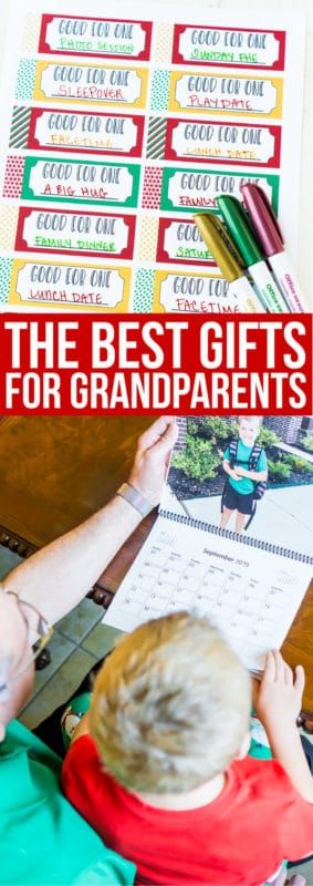 Koláž obrázkov najlepších darčekov pre starých rodičov