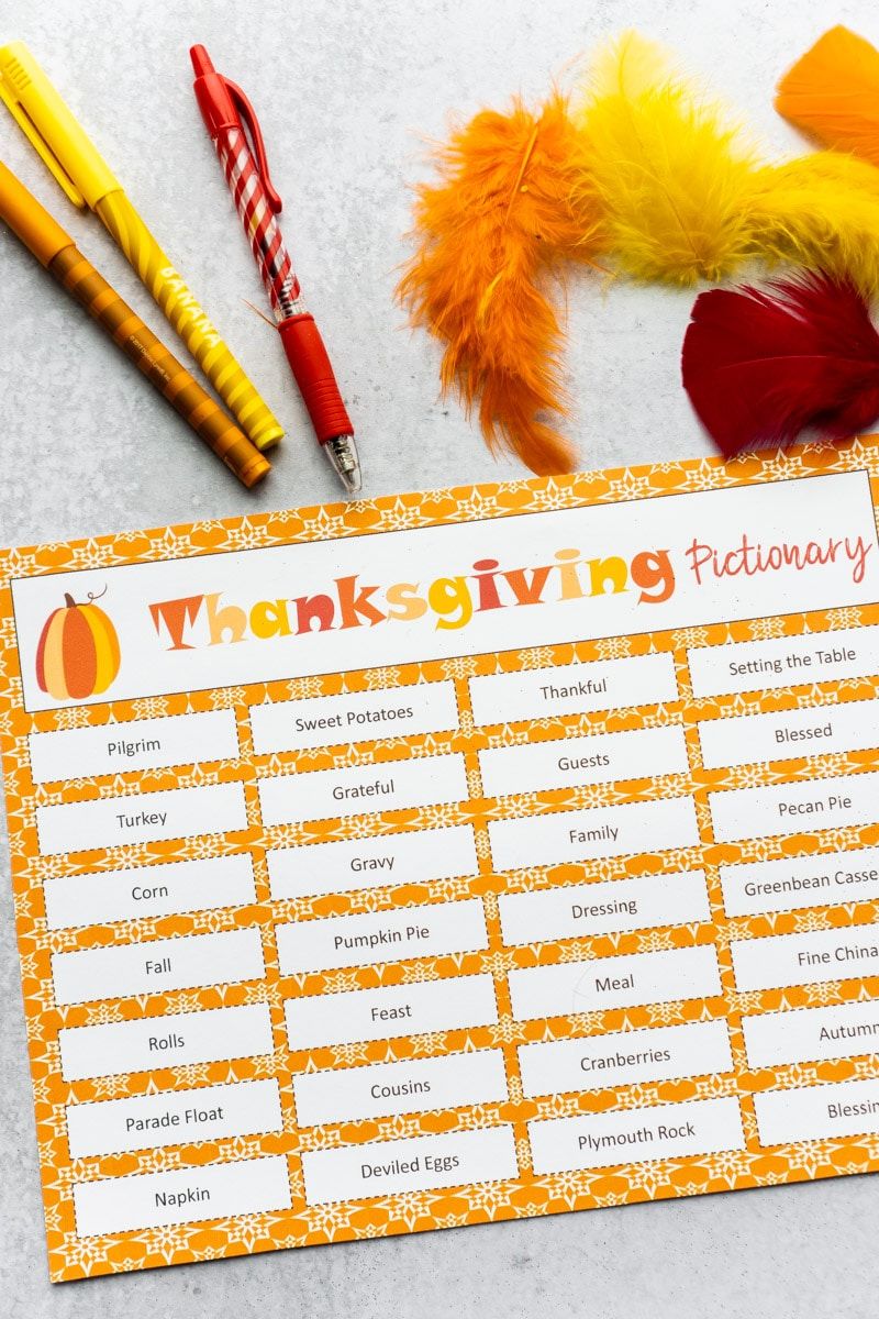 Kata-kata Thanksgiving Pictionary dan item Thanksgiving lain