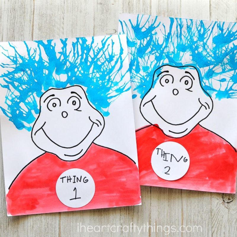 Thing 1 a Thing 2 obrazy pro aktivity Dr. Seuss Day
