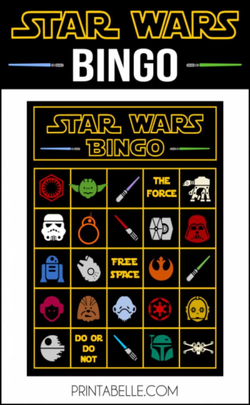 Prinditav Tähesõdade päeva bingo