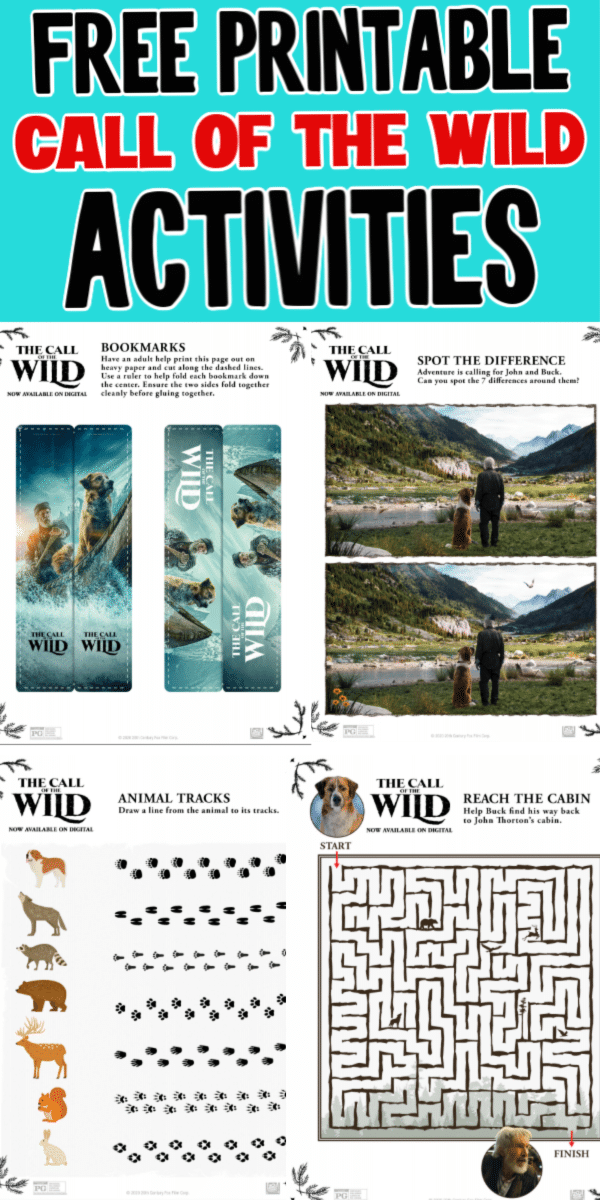 Aquestes activitats imprimibles de Call of the Wild són perfectes per a una nit de cinema Call of the Wild amb tota la família. Simplement imprimeix, juga i mira!