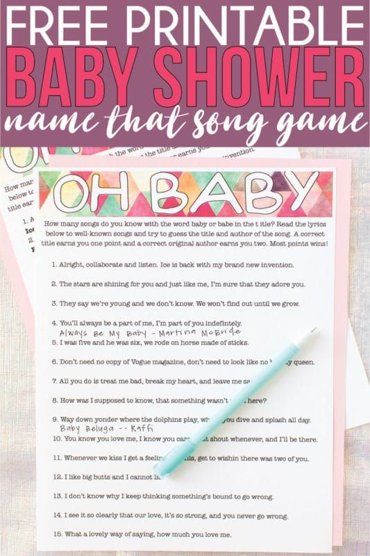 Oh Baby Free Printable Baby Shower Game