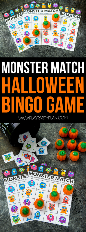 Monster Match Halloween Bingo Cards