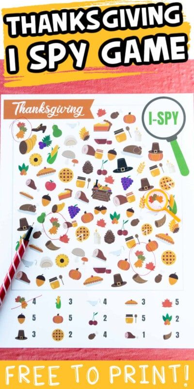 Gratis utskrivbar Thanksgiving i Spy-spill