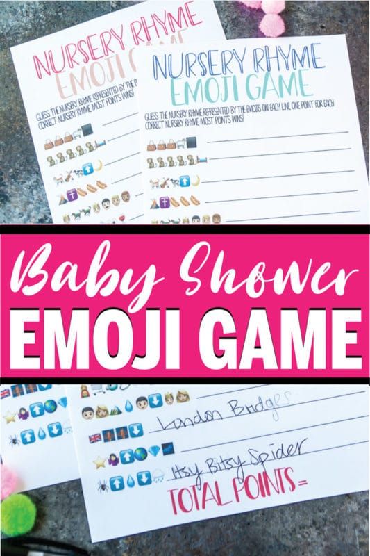 Free Printable Nursery Rhyme Baby Shower Emoji Game