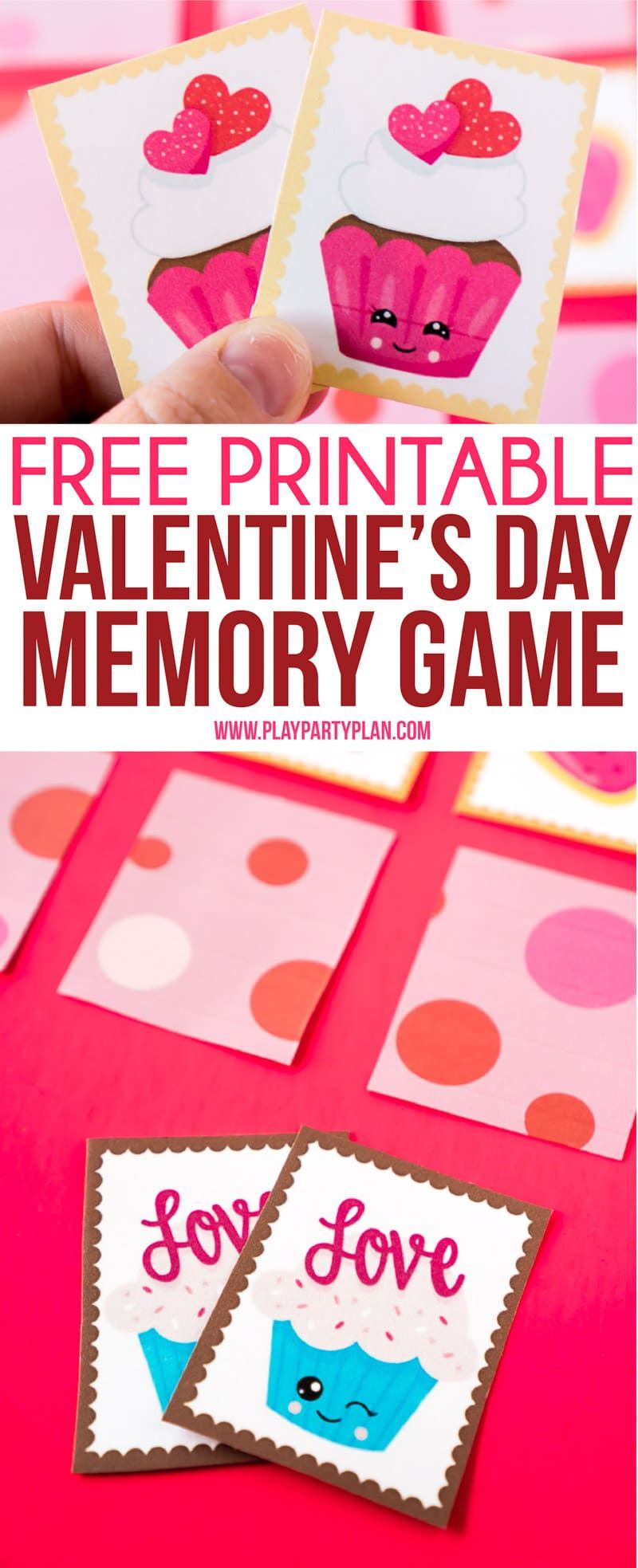 Lõbus sõbrapäeva mälumäng lastele või eakatele! Lihtsalt printige välja armsad sõbrapäeva-teemalised kaardid, seadke need välja ja vaadake, kes leiab esimesena kõige rohkem vasteid! Üks lihtsamaid sõbrapäeva mänge üldse! Sobib suurepäraselt kooliklasside pidudeks. #ValentinesDay #kidsgames #Printable #kidsactivities