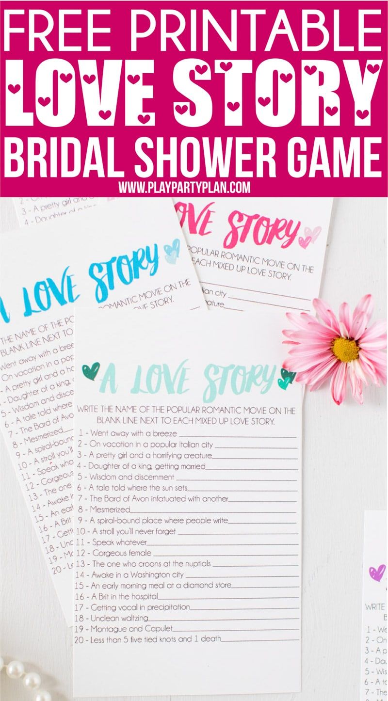 Vai meklējat unikālas un smieklīgas kāzu dušas spēles, kas nepieredz? Iegūstiet bezmaksas izdrukas par šo mīlas stāstu kāzu dušas spēli vienkāršai un ērtai spēlei lielām vai mazām grupām! Tā ir viena no labākajām kāzu dušas spēlēm jebkad - un tajā ir pat lieliskas balvas, ko pasniegt uzvarētājam! # bridalshower # bridalshowergames # freeprintables # kāzu dušas # partygames
