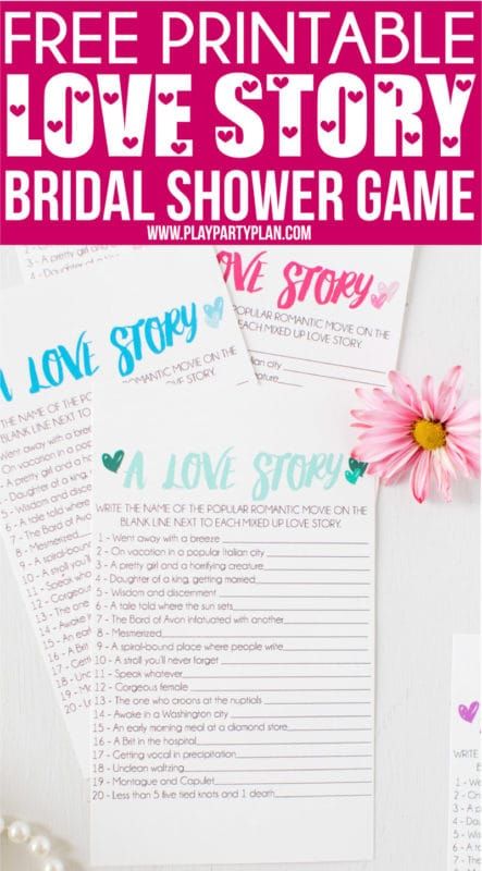 Busqueu jocs de dutxa de núvia únics i divertits que no foten? Obteniu els exemplars gratuïts per imprimir d’aquest joc de dutxes nupcials d’història d’amor per a un joc senzill i fàcil per a grups grans o petits. És un dels millors jocs de dutxa de noces de la història, i fins i tot inclou grans premis per donar al guanyador. #bridalshower #bridalshowergames #freeprintables #weddingshower #partygames