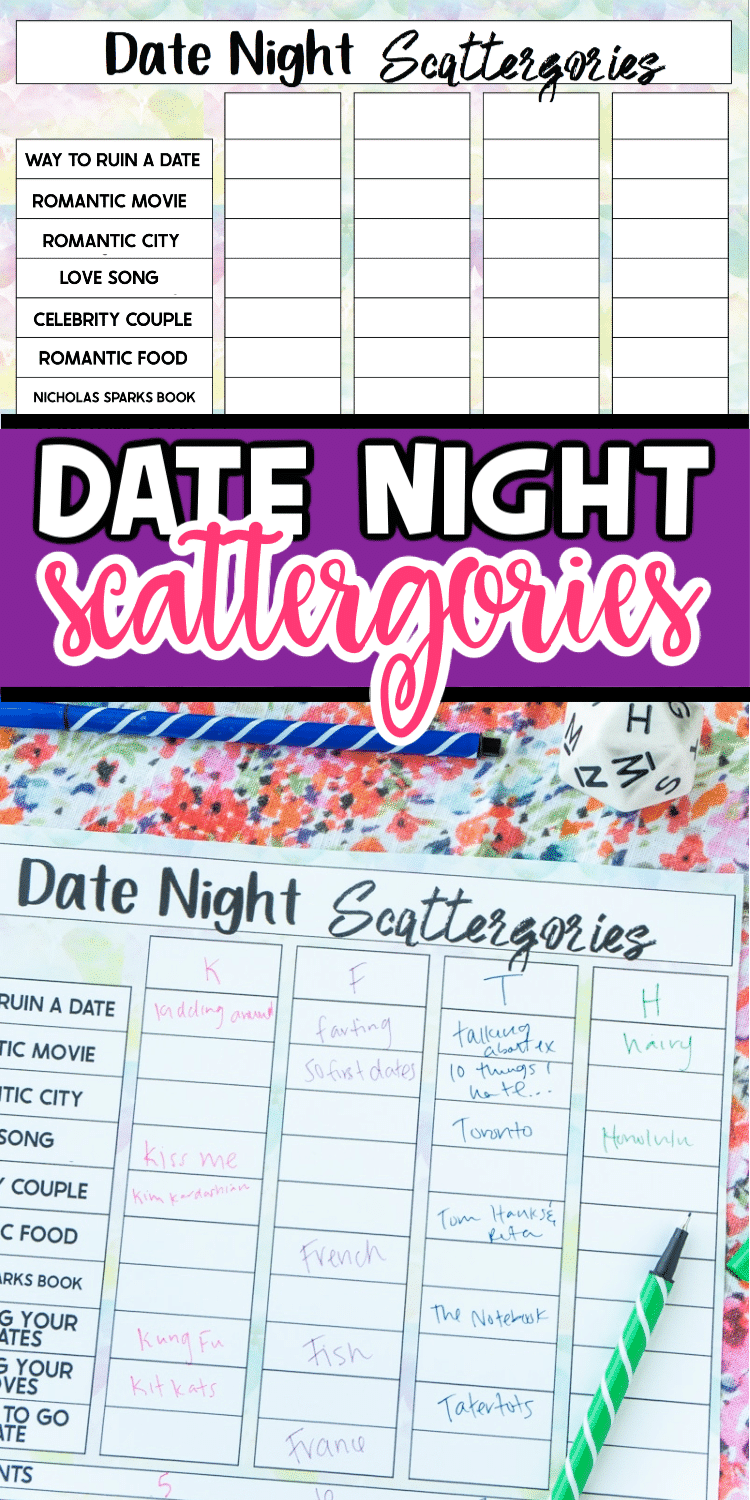 Играйте на датска нощ Scattergories с този безплатен печат на Scattergories, създаден специално за забавна нощна среща у дома! Играйте само с другата си страна или използвайте играта Scattergories за групова нощ - или всички заедно, или виртуално!