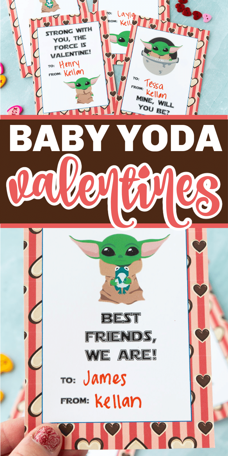 San Valentí Baby Yoda per imprimir gratis! Perfecte per a qualsevol fan de Star Wars o Mandalorian.