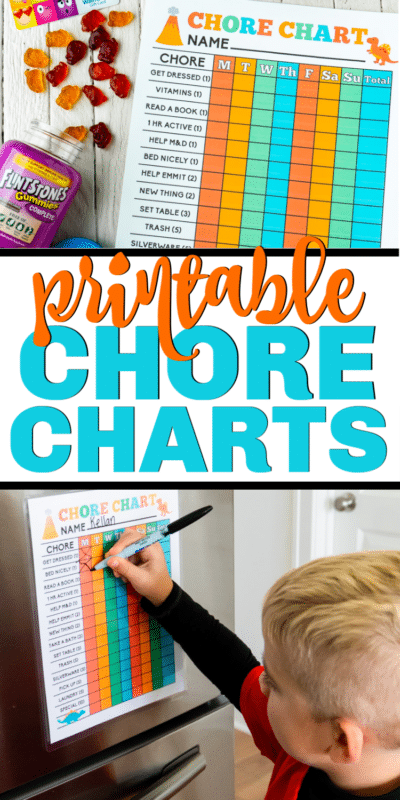 بچوں کے لئے پرنٹ ایبل Chore Charts