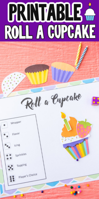 ¡Este juego de rollos de cupcakes imprimible es uno de los mejores juegos de fiesta de cumpleaños! Eso