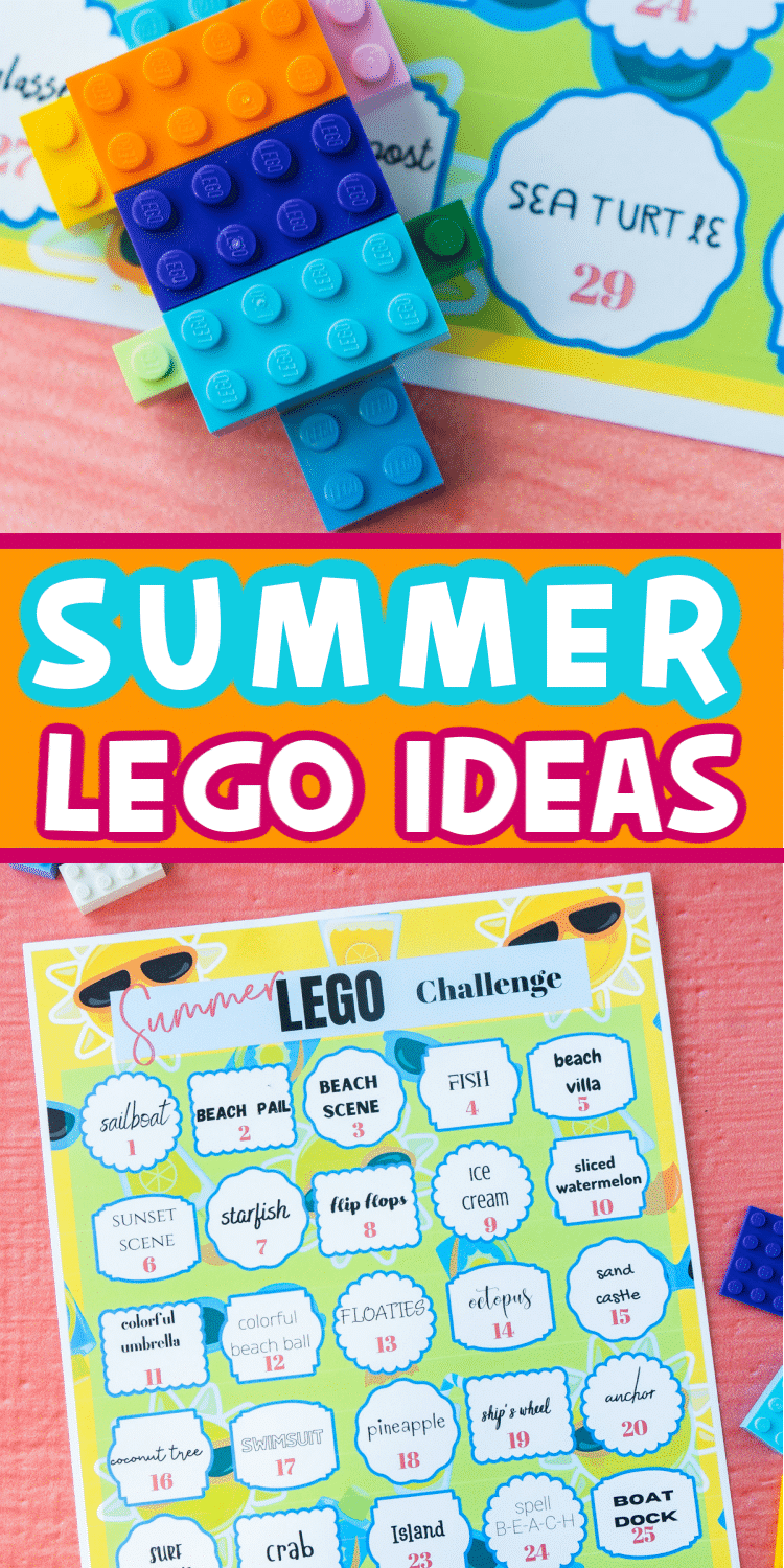 Idees de desafiament de lego imprès a l’estiu amb text per a Pinterest