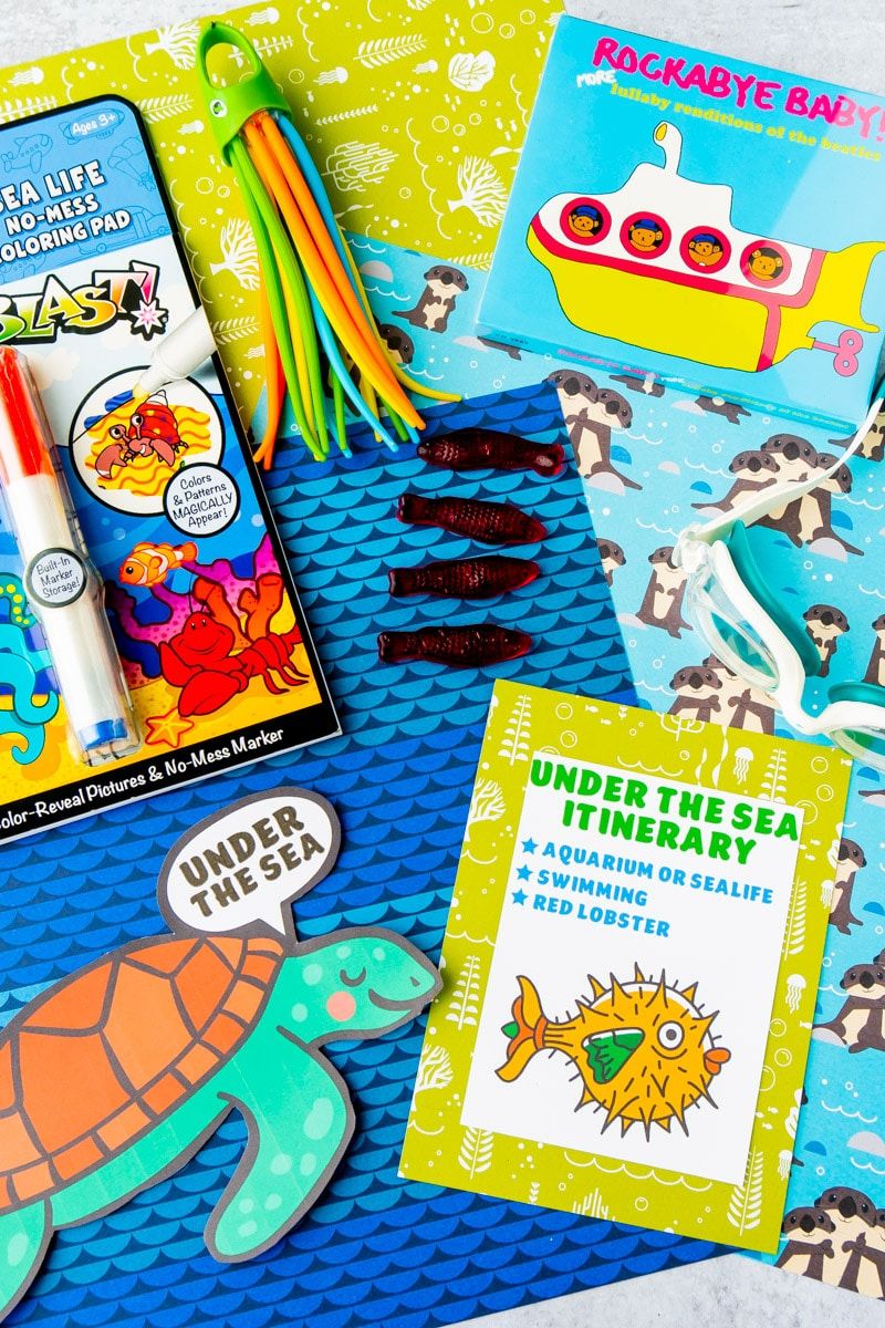 Themakaarten met een zeeleven-thema voor bij gepersonaliseerde cadeaus voor kinderen