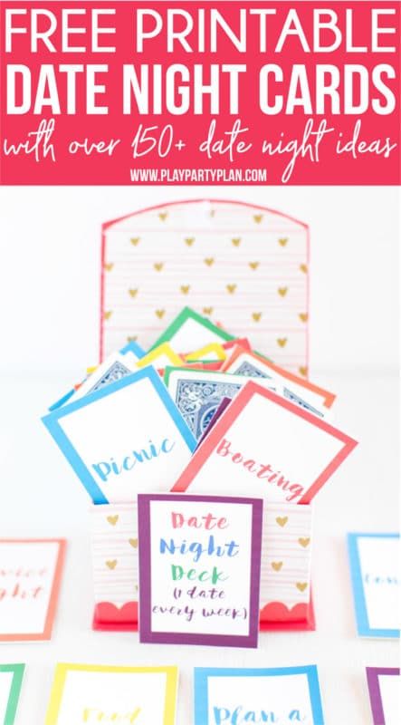 Cartões para encontros noturnos para impressão e mais de 150 ideias para encontros noturnos