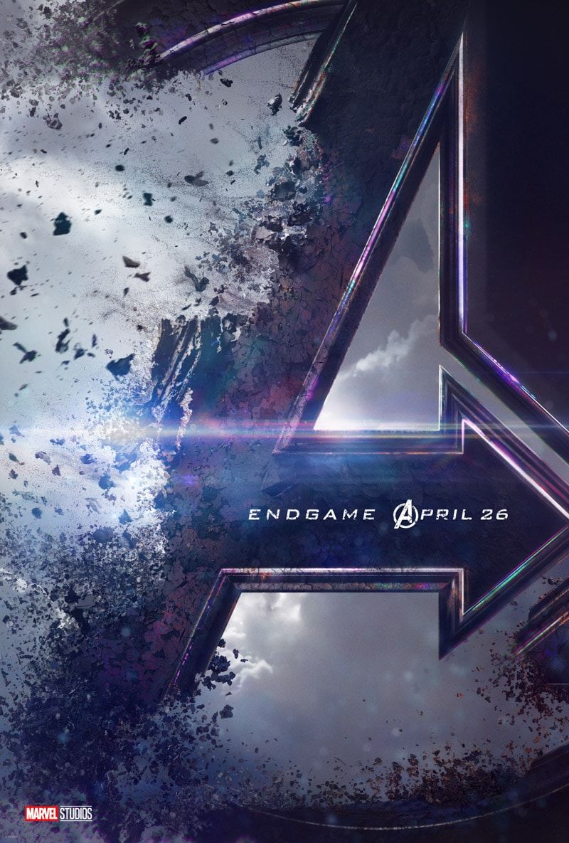 Affiche Avengers Endgame avec une liste de films Disney à paraître en 2019
