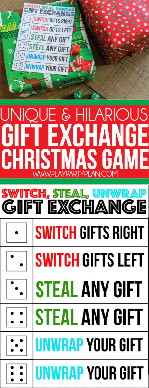 Switch imprimable, voler, déballer le jeu de dés d'échange de cadeaux