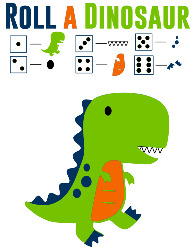 Κυλήστε το εκτυπώσιμο παιχνίδι δεινοσαύρων
