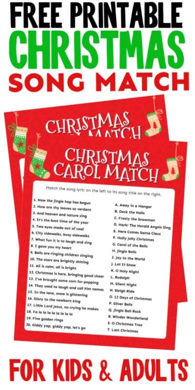 Match Christmas Carol Game