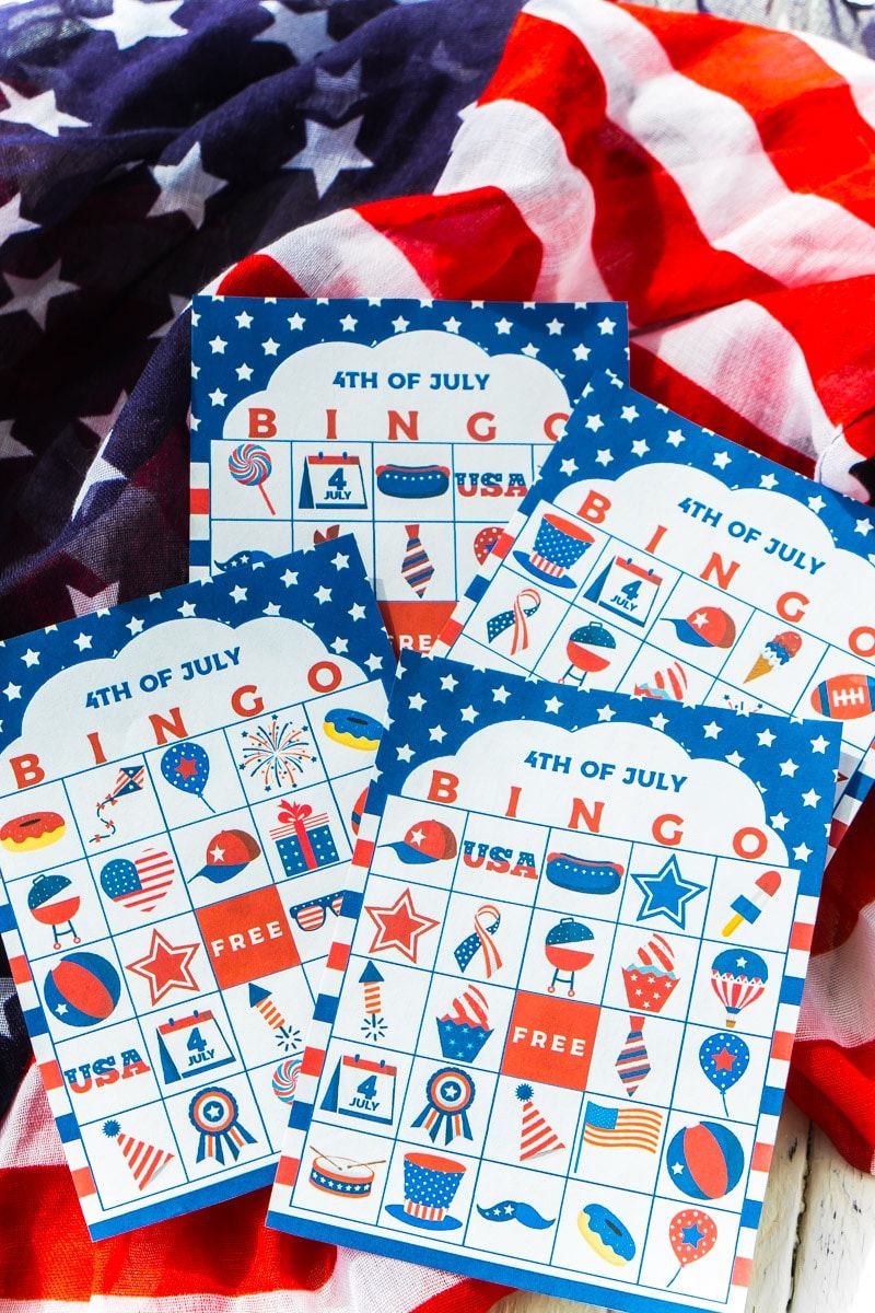 4 Ιουλίου κάρτες bingo