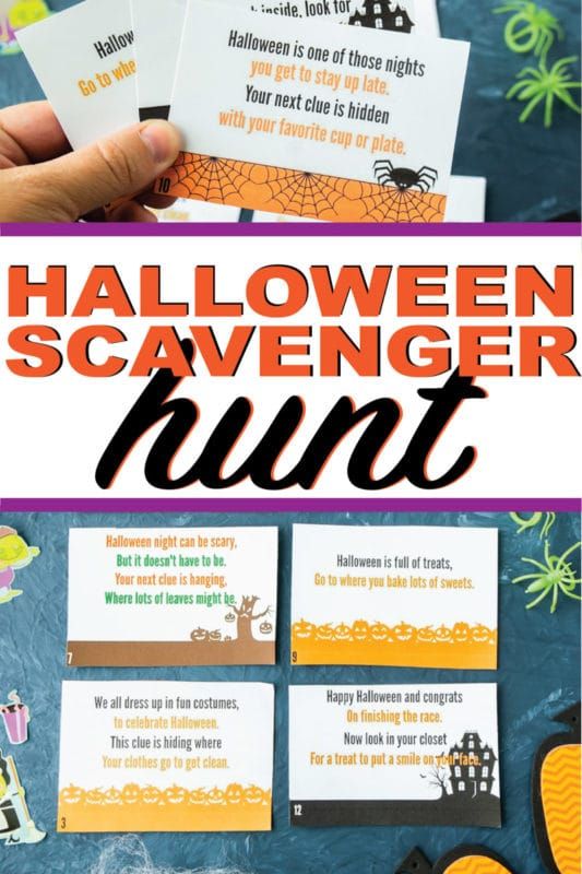 Aquesta caça del carronyer imprimible de Halloween és perfecta per a nens o fins i tot per a adolescents. Juga durant una festa d’aula, de barri o fins i tot d’educació infantil. Un munt de pistes i endevinalles gratuïtes per utilitzar, sens dubte una de les millors idees de Halloween de la història.