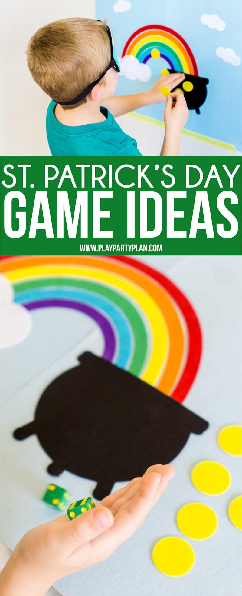 Kaks DIY Püha Patricku päeva mängu, mis sobivad suurepäraselt lastele või täiskasvanutele! Suurepärased tegevused, kui otsite ideid, mida klassiruumis teha, või isegi kui soovite, et Püha Patricku päeval saaksid lapsed meisterdada - laske neil mänge teha! #StPatricksDay #kidsgames #partygames #CricutMaker