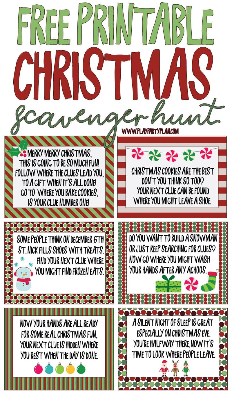 Des indices de chasse au trésor de Noël imprimables gratuits pour les enfants ou les adolescents! Une façon amusante d