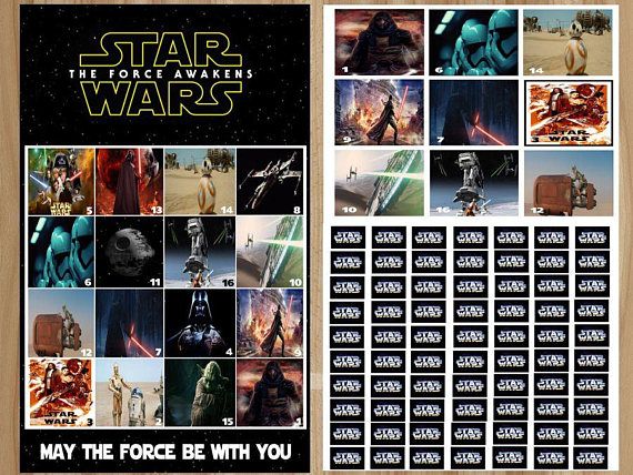 Cartones de bingo imprimibles de Star Wars