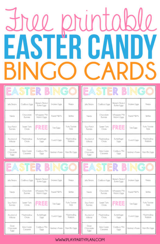 Velikonočne igre za otroke, kot so te brezplačne bingo karte za velikonočne sladkarije, so odličen način za praznovanje velike noči z družino in prijatelji! Kot nalašč za vsako pomladno ali velikonočno zabavo!