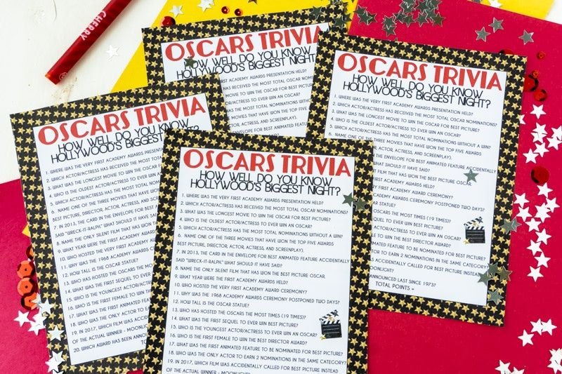 Perguntas triviais sobre o Oscar impressas