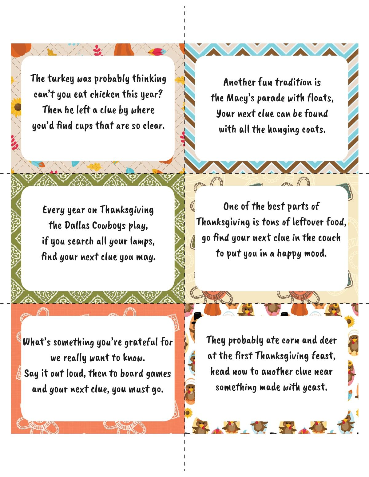Thanksgiving-speurtochtkaarten