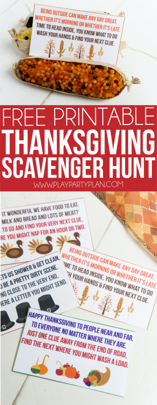 Libreng Napi-print na Thanksgiving Scavenger Hunt para sa Mga Bata