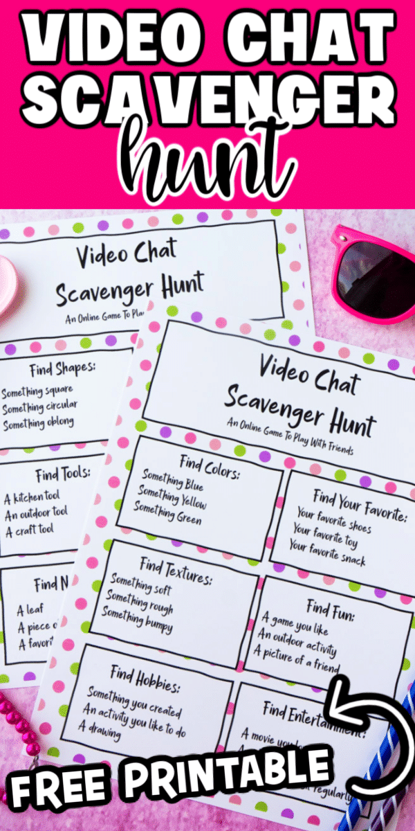 Tieto karty na lov videa sú ideálne na hľadanie vecí, o ktorých sa môžete rozprávať pri videohovore s rodinou, priateľmi alebo celou triedou! Jednoducho vyberte kartu, nájdite položky v zozname a urobte malú šou a povedzte to!