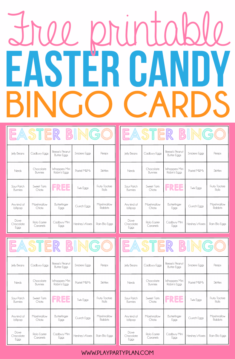 Les jeux de Pâques pour les enfants comme ces cartes de bingo de bonbons de Pâques imprimables gratuites sont le moyen idéal pour célébrer Pâques avec votre famille et vos amis! Parfait pour toute fête de printemps ou de Pâques!