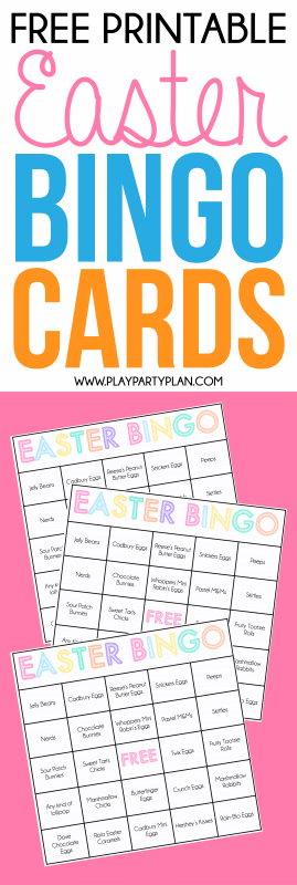 Zdarma tisknutelné velikonoční karty Candy Bingo