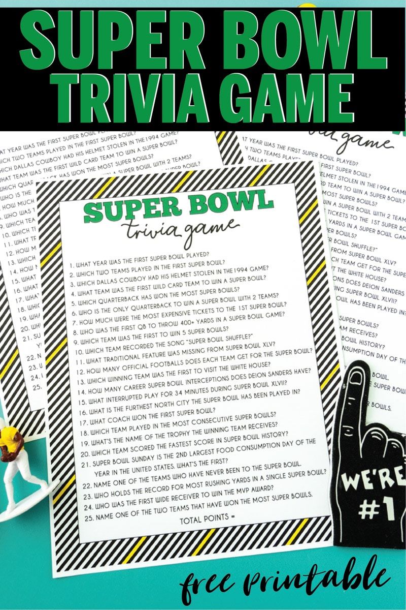 Afdrukbare Super Bowl trivia-game