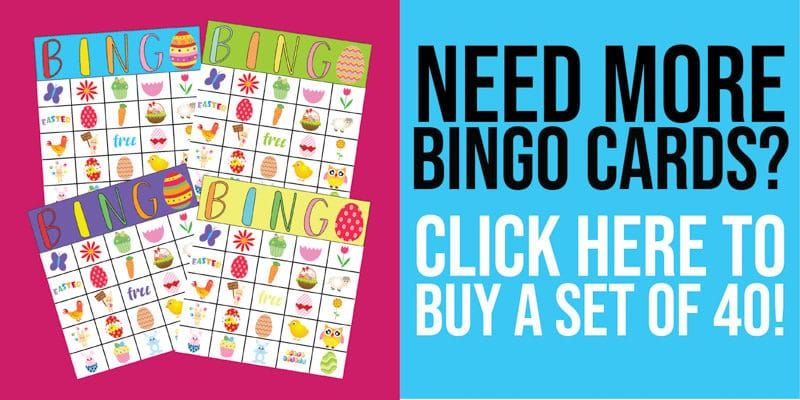 ¡Juego de bingo de Pascua para imprimir gratis que funciona muy bien para preescolares hasta tarjetas para adultos! Incluye 40 tarjetas únicas y toneladas de premios divertidos para niños o adultos.