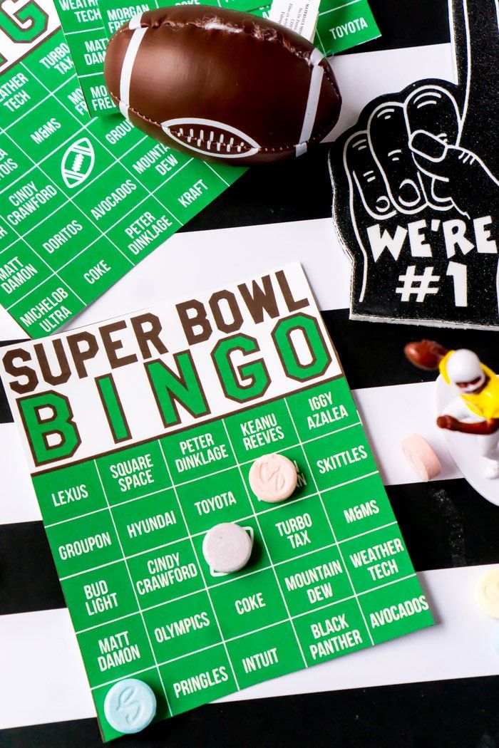 Prinditavad Super Bowli bingokaardid