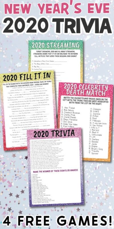 Printable 2020 New Year’s Eve Games