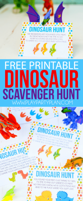Búsqueda del tesoro de dinosaurios para imprimir