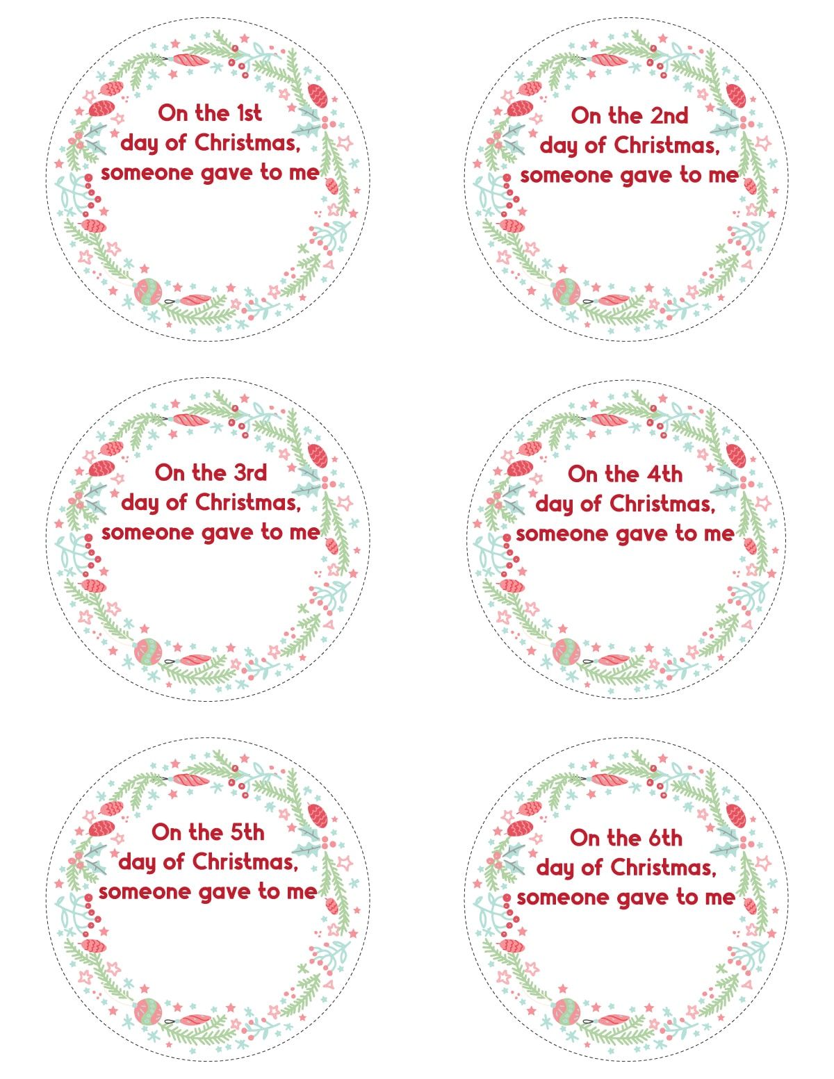 Etiquetas en blanco de 12 días de Navidad