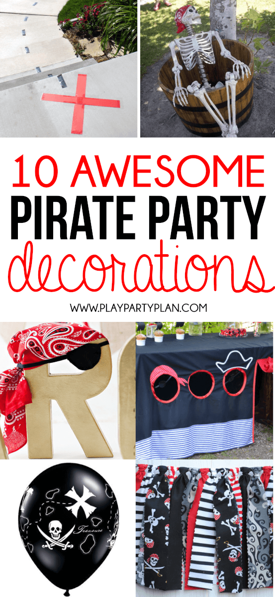 Úžasná pirátská party dekorace včetně všeho od věcí, které si doma můžete udělat sami za pár zlatých a co si můžete rychle koupit! Určitě také některé z nejlepších nápadů na pirátské párty!