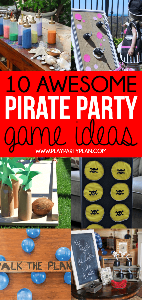 Nuostabūs piratų vakarėlių žaidimai, įskaitant tuos, kuriuos galite susikurti patys, nemokamus spausdinti ir dar daugiau! Patinka visos šios mielos vakarėlių idėjos!